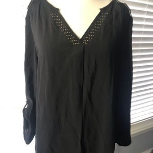 NWT black top with bronze detail